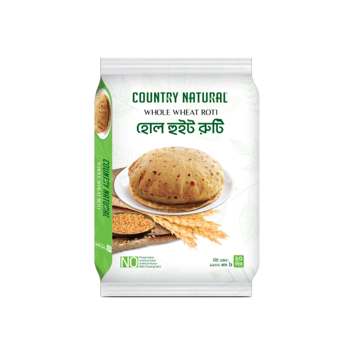 Kcb Wheat Roti Country Natural Whole Wheat Roti -20pcs